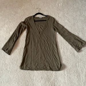 Green V Cut Dress
